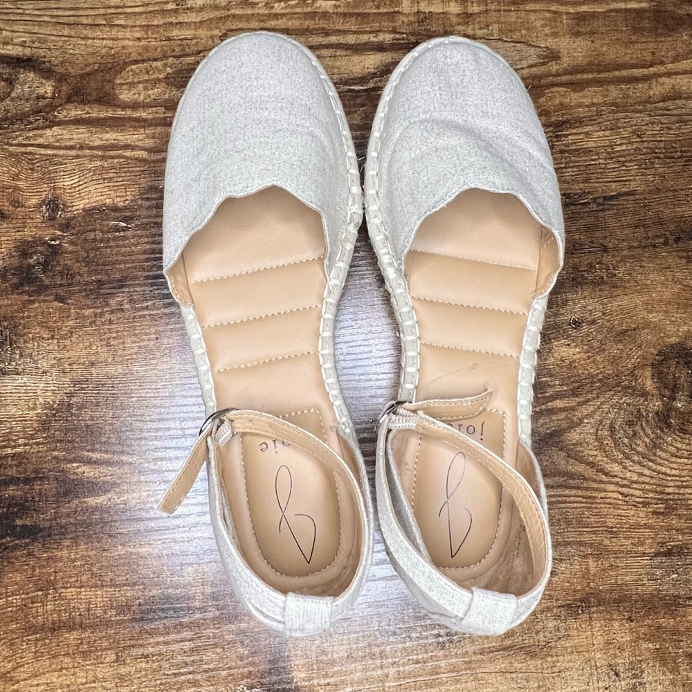 JOIE Cruz gray neutral platform espadrille sparkle sandal ankle strap women's 8 - Picture 5 of 10